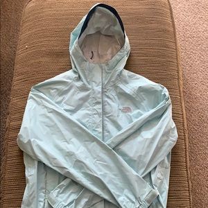 Light blue north face rain jacket